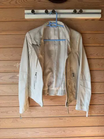 이탈리아제 천연 가죽 라이트 베이지 L 사이즈 자켓