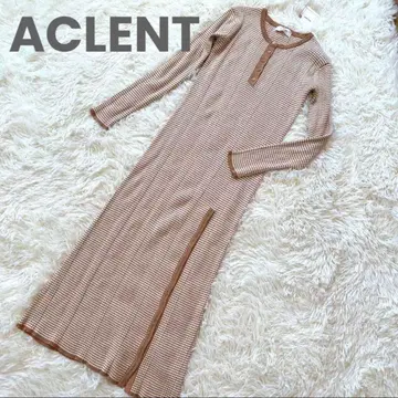 ACLENT 스트라이프 롱 니트 원피스