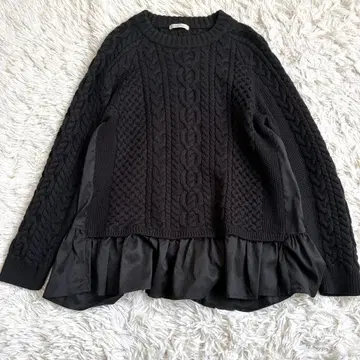 Rose Tiara 케이블 짜임 니트 풀오버 도킹 M 블랙