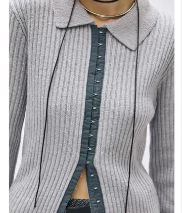 후크 디자인 폴로 니트탑