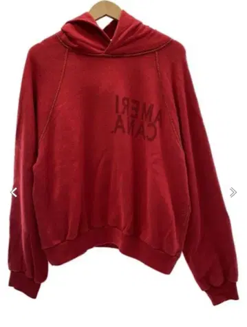 Americana 레드 후드 부착 후드티 빨간색