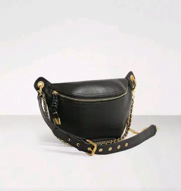 가죽 바디백 블랙 골드 체인