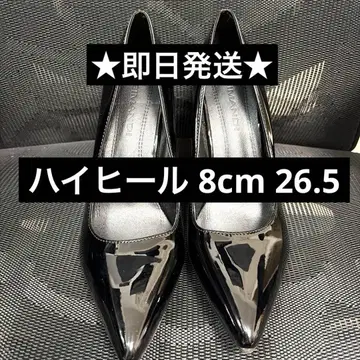 하이힐 블랙 에나멜 핑힐 골드 8cm 사이즈 26.5cm