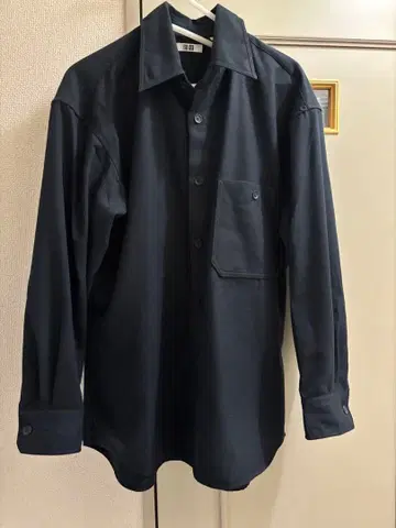 UNIQLO U 트윌 워크 오버 사이즈 셔츠 네이비 M