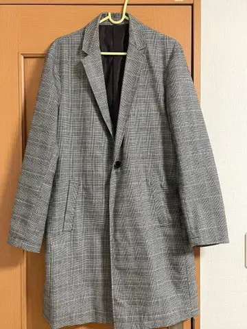 THE SHOP TK 그레이 체크 코트 M 사이즈 남성용 체스터 코트