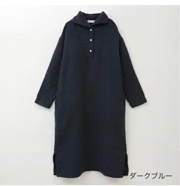 우치노 마쉬멜로우 와플 거즈 라이트 여성 버튼 칼라 원피스