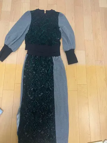 AMERI 자수 셋업 그린/그레이