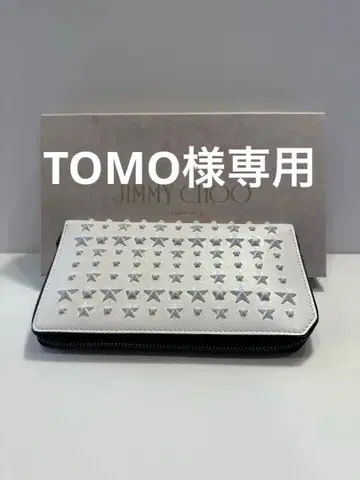 컨디션 최상 지미추 JIMMYCHOO 장지갑 스타 스터드 남성용 화이트