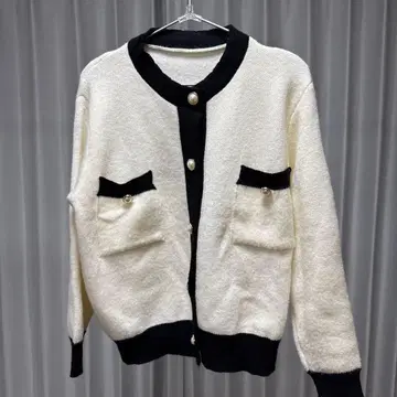 아이보리 블랙 가디건