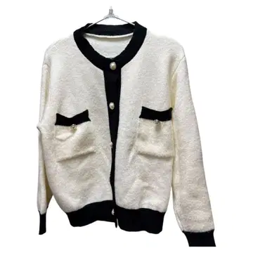 아이보리 블랙 가디건