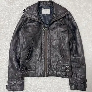 Y2K archive 라무 가죽 자켓 펑크 그런지 기믹 쇼트 기장