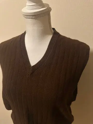 KNIZE 브라운 V넥 니트 베스트