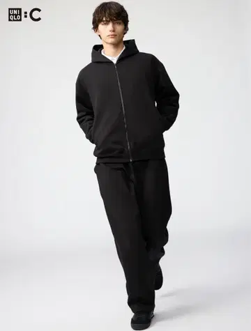 유니클로C 맨투맨 와이드 팬츠 xs 블랙