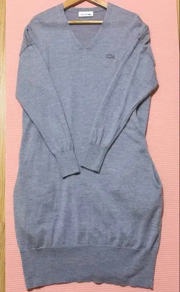 새상품급 LACOSTE 고급 울 100% 니트 원피스 그레이 36