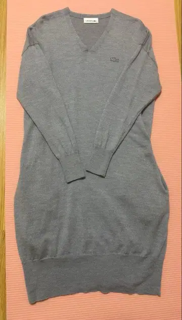 새상품급 LACOSTE 고급 울 100% 니트 원피스 그레이 36