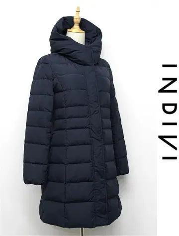 E531/ INDIVI 다운 코트 미들 롱 자켓 38 네이비