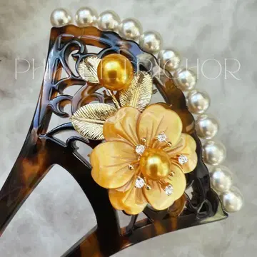 머리 장식 헤어콤 바치형 펄 비녀