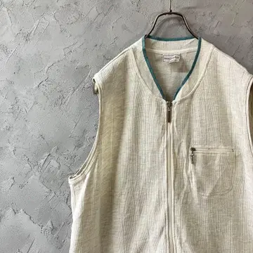 빈티지 베스트 풀 집업 심플 멜란지 그레이 얇은 소재 S 상당 VT1