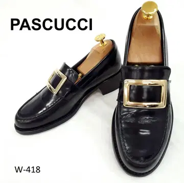 파스쿠치 로퍼 라운드토 메탈 버클 블랙 EU 37 가죽