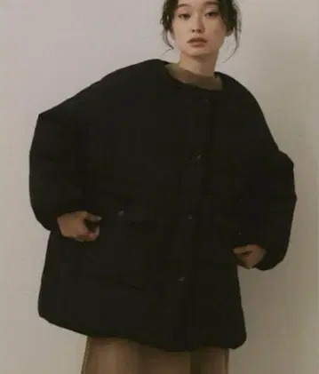 moi tytto 노카라 다운 코트 블랙