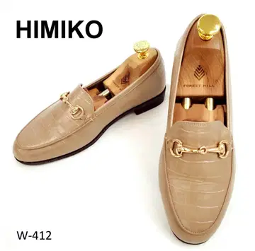 히미코 로퍼 악어 엠보싱 레인 신발 라운드토 베이지 23