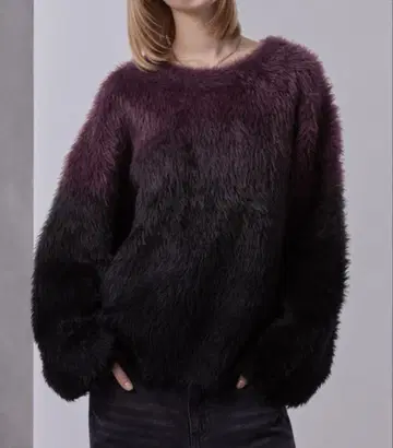 LOOSE 플러시 샤기 니트 / 그라데이션 / 보더 ( 퍼플 )