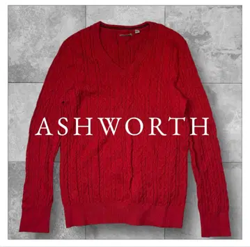 ASHWORTH 레드 V넥 니트 M