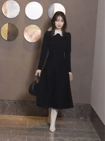 SNIDEL 네이비 레이스 옷깃 원피스