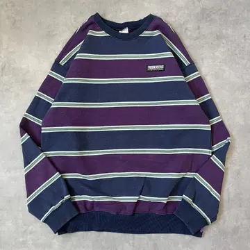 디스이즈네버댓 네버자 맨투맨 구제 의류 보더 로고 L 네이비 보라색