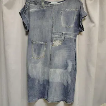 츠모리치사토 데님 패치워크 반팔 원피스
