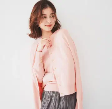 UNTITLED 스팬 레이온 가디건 니트 핑크 사이즈 2