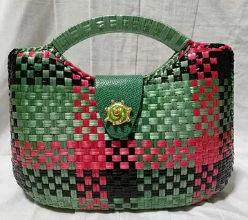 레어 로베르토 리치 뜨개질 바스켓백 핸드백 멀티 컬러 이탈리아제