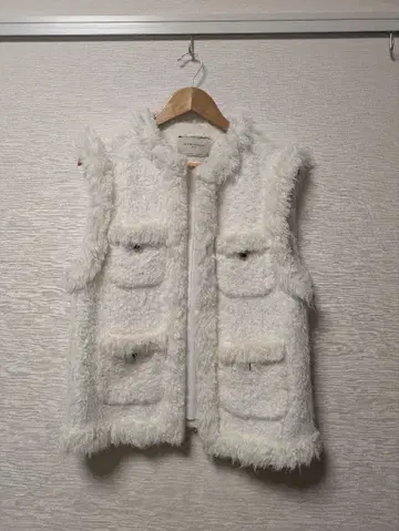 UNITED ARROWS 샤기 트위드 베스트/질레 화이트