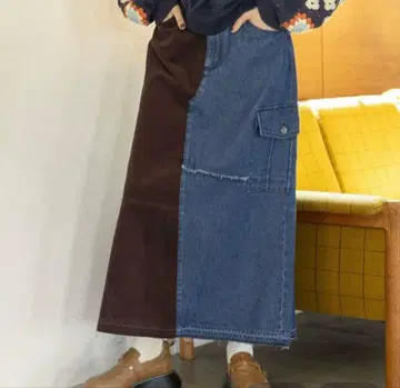 니코앤드 리메이크풍 콤비 스커트