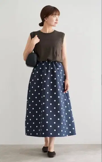 [미사용 새상품] 이에나 도트 그로그랭 볼륨 스커트 36