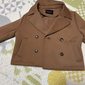 STRWABERRY FIELDS 브라운 더블 브레스트 피 코트