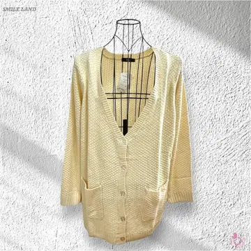 SMILE LAND 5L 크림 니트 가디건 빅 사이즈