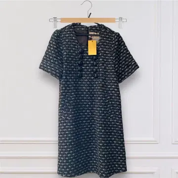 택 포함 새상품 트위드 반팔 원피스 울 혼방