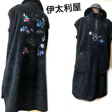 이타리야 보아 블랙 슬리브리스 원피스