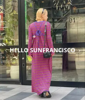 HELLO SUNFRANCISCO 롱TEE 포함 보더 원피스