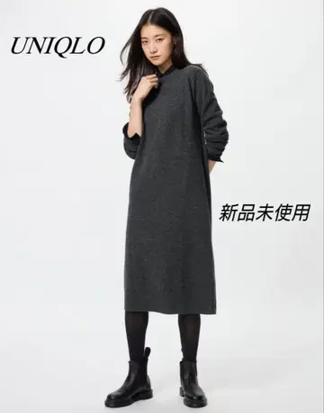 미사용 새상품 UNIQLO 수플레얀 원피스 DARK GRAY