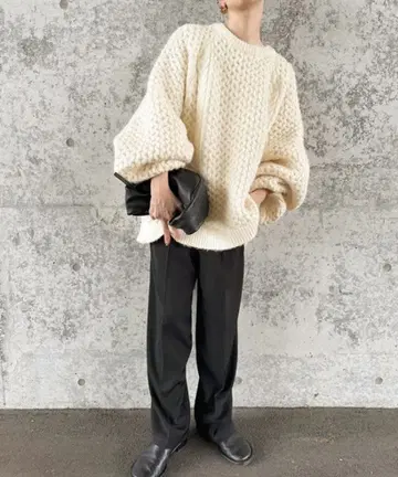 셀렉 모카 오버 사이즈 허니콤 니트