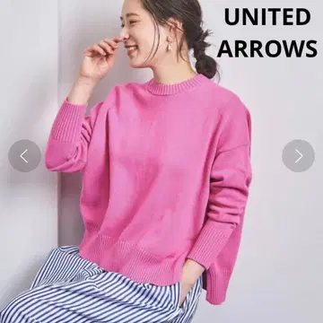 UNITED ARROWS 사이드 슬릿 니트 W 핑크 코튼 니트