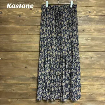 [카스타네] Kastane 네이비 플라워 프린트 롱 스커트 F