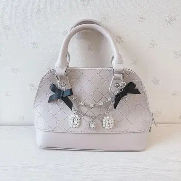 시마무라 마시로 아리스 콜라보 백 비쥬 펄 리본 핑크 베이지