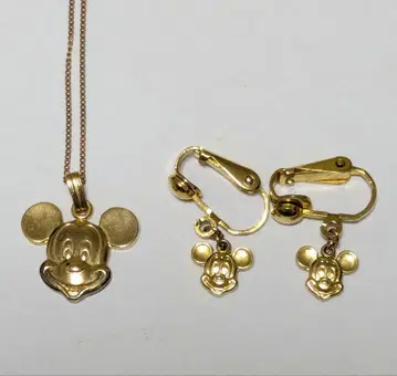 [ 희귀 레어 ] 도쿄 디즈니랜드 미키마우스 목걸이, 귀찌 세트