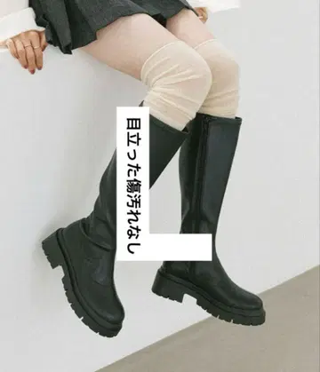 Heather 인힐 스트레치 롱 부츠 블랙