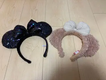 미키 모양 스팽글과 퍼 머리띠