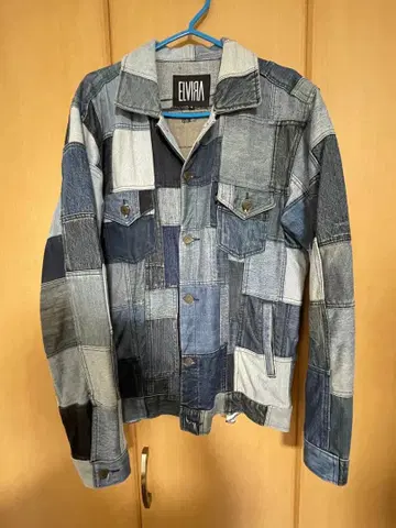 중고 엘비라 데님 자켓 패치워크 ELVIA