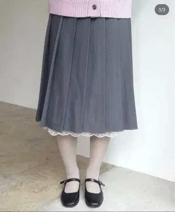 Fekete 그레이 플리츠 스커트